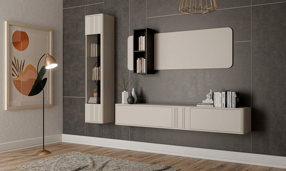 Witryna wisząca przeszklona kaszmir mat 35 x 163 cm Luvio