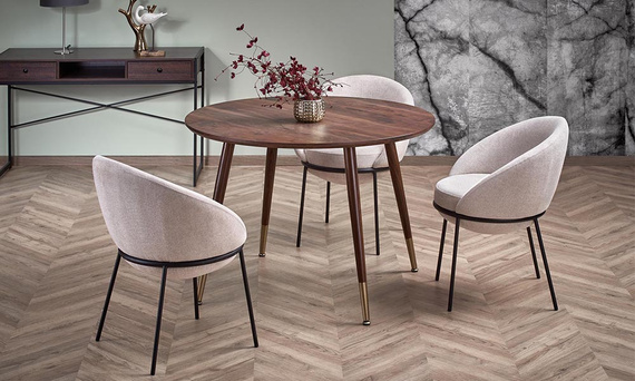 Stół Domenico 110 x 76 cm, orzechowy, detale złote