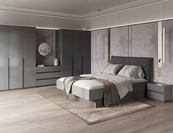 Szafa czterodrzwiowa antracyt / grafit mat 179 x 210 cm Teo