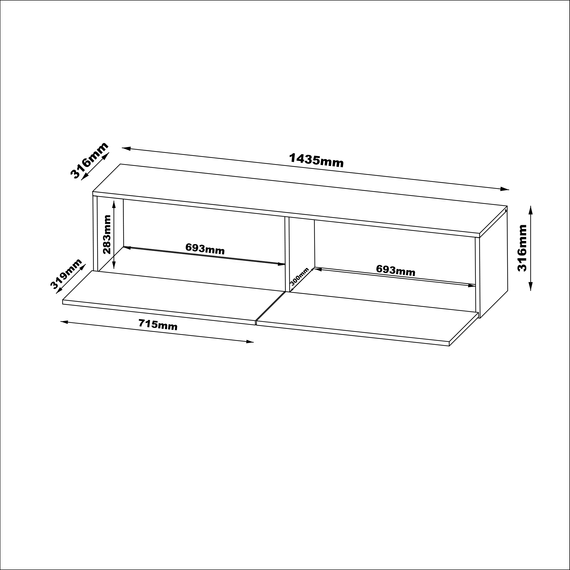 Szafka RTV wisząca kaszmir mat 140 cm Alto
