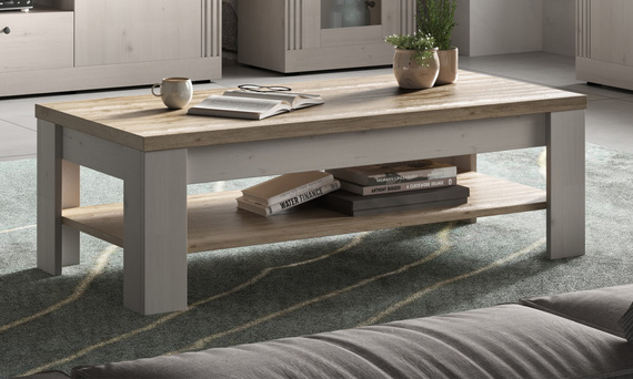 Stolik kawowy z półką dąb Meringa/dąb Cadiz mat 110 x 68 cm Avina