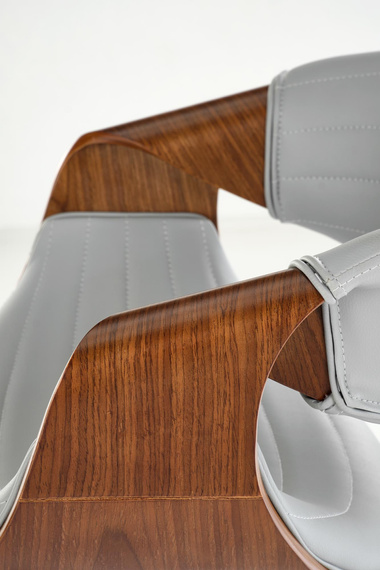 Hoker z oparciem ekoskóra szary / orzech / srebrny H123