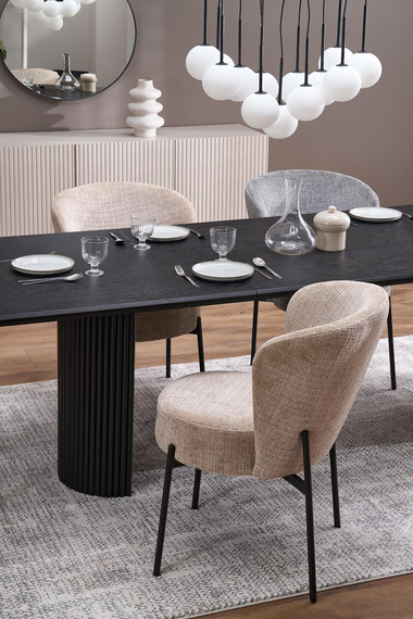 Krzesło do jadalni tapicerowane beżowe / czarne K590