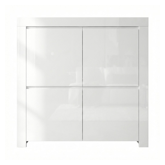 Komoda wysoka z drzwiami biała wysoki połysk 119 cm Amaretto