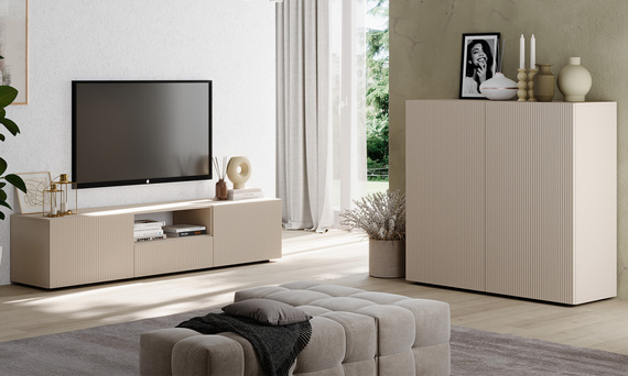 Komoda wysoka z drzwiami kaszmir mat 121 cm Corda