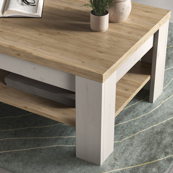 Stolik kawowy z półką dąb Meringa/dąb Cadiz mat 110 x 68 cm Avina