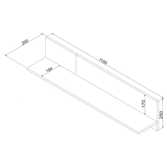 Półka wisząca dąb artisan / czarna mat 110 x 20 cm Arden