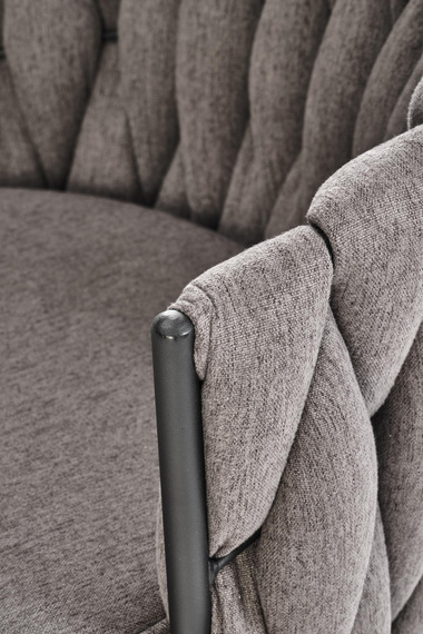 Hoker z oparciem tapicerowany szary / czarny H125