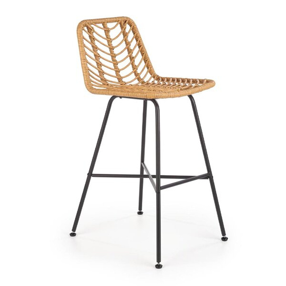 Hoker z oparciem rattanowy naturalny / czarny H97