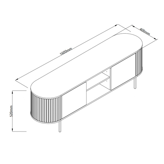 Szafka RTV z lamelalami dąb / trawertyn mat 160 cm Fabia