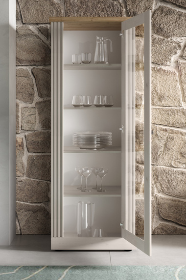 Witryna jednodrzwiowa dąb Meringa/dąb Cadiz mat 72 x 192 cm Avina