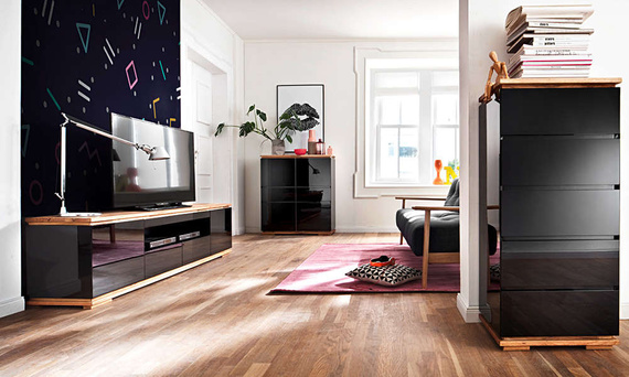 Szafka RTV Luminos czarny wysoki połysk 