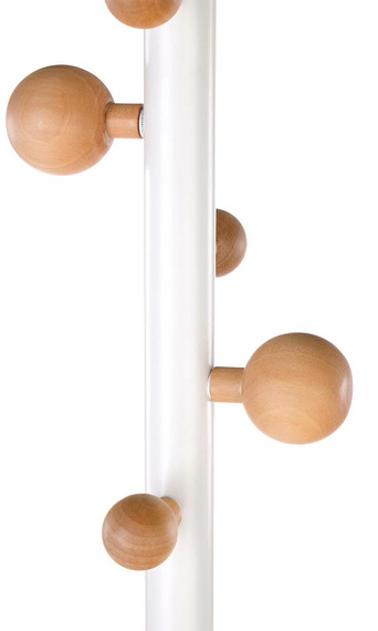 Wieszak drewniany stojący naturalny / biały mat 183 cm W65