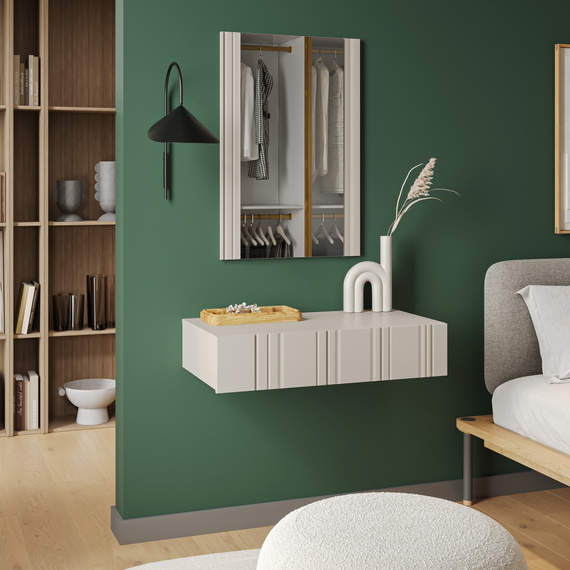 Toaletka z lustrem wisząca beżowa mat 70 cm Milo