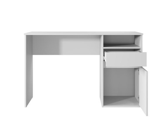 Biurko z szufladami, drzwiami białe mat 120 cm Mono