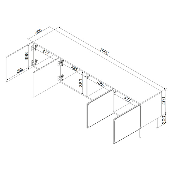 Szafka RTV granatowa mat 200 cm Verno