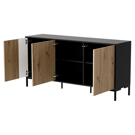 Komoda z drzwiami dąb artisan / czarna mat 150 cm Arden