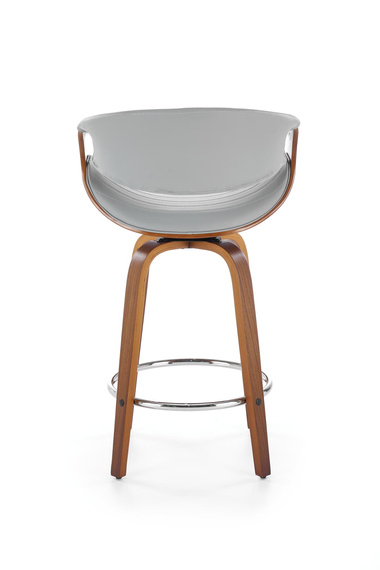 Hoker z oparciem ekoskóra szary / orzech / srebrny H123