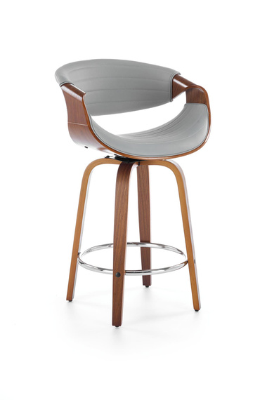 Hoker z oparciem ekoskóra szary / orzech / srebrny H123