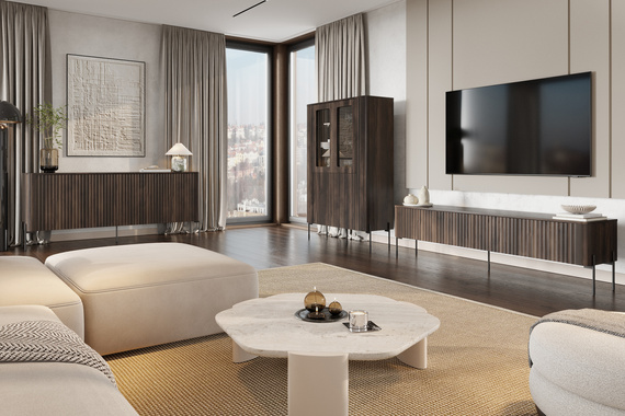 Szafka RTV dąb barokowy ristretto 190 cm Aria