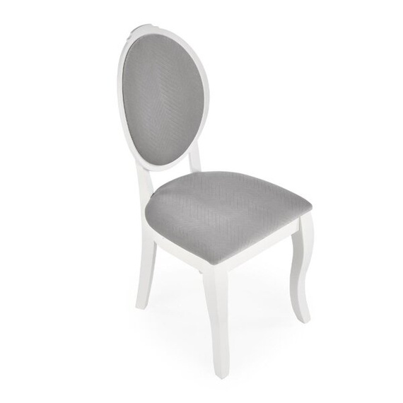 Krzesło tapicerowane Velo popielata, nóżki drewno lite bukowe białe