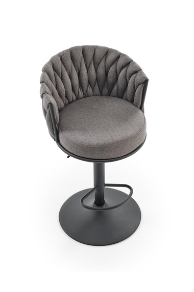 Hoker z oparciem tapicerowany szary / czarny H125