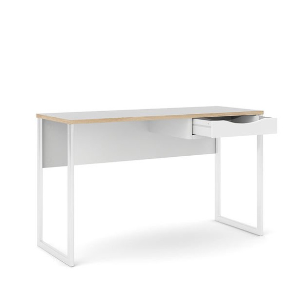 Biurko z szufladą białe / dąb sonoma mat 130 cm Function Plus