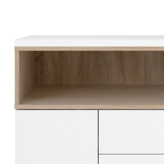 Komoda z szufladami i drzwiami biała / dąb sonoma mat 176 cm Roomers