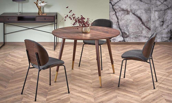 Stół Domenico 110 x 76 cm, orzechowy, detale złote