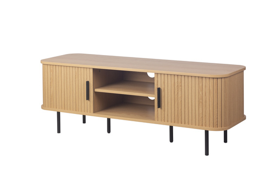 Szafka RTV z lamelalami dąb / czarna mat 120 cm Kasja