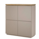 Komoda wysoka z drzwiami beżowoszara / drewno akacjowe mat 113 cm Cavo