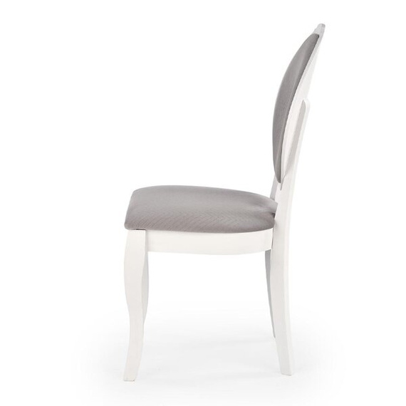 Krzesło tapicerowane Velo popielata, nóżki drewno lite bukowe białe