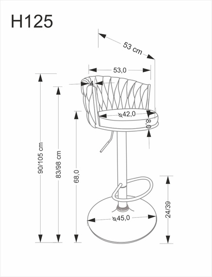 Hoker z oparciem tapicerowany szary / czarny H125