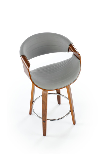 Hoker z oparciem ekoskóra szary / orzech / srebrny H123