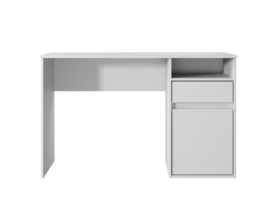 Biurko z szufladami, drzwiami białe mat 120 cm Mono