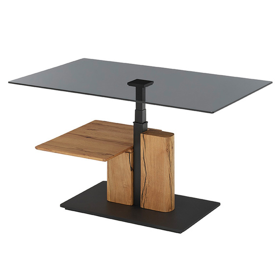 Stolik kawowy szklany szary / dąb olejowany 105 x 65 cm Selvo