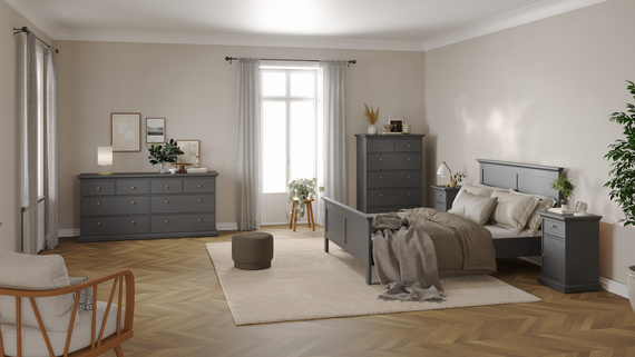 Komoda wysoka z szufladami szara mat 96 cm Paris