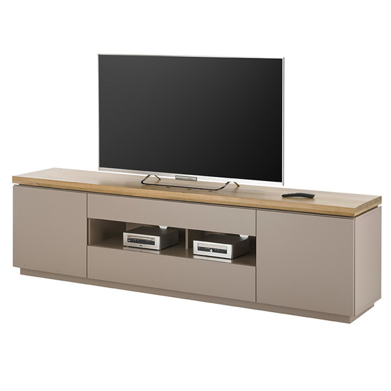 Szafka RTV beżowoszara / drewno akacjowe mat 200 cm Cavo