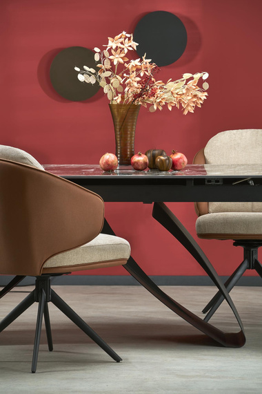 Stół rozkładany czarny marmur / czarny mat 180 - 260 x 90 cm Hilario