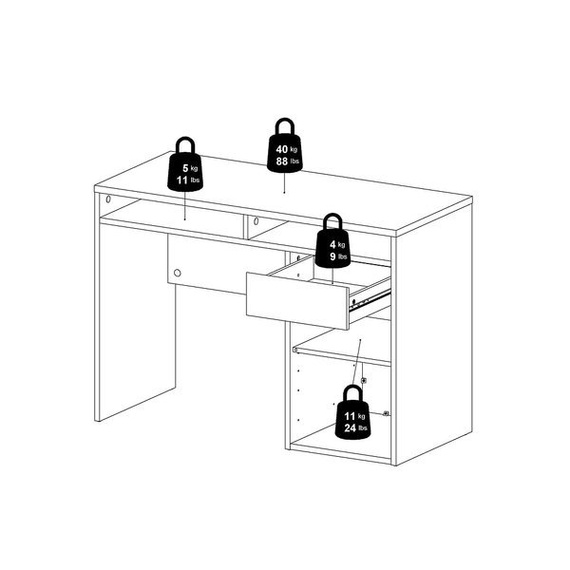 Biurko z szufladą i drzwiami czarne mat 110 cm Function Plus