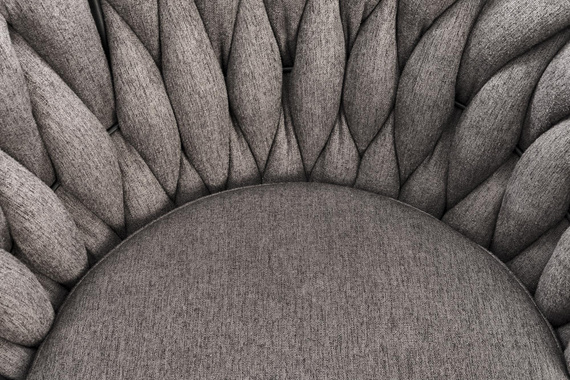 Hoker z oparciem tapicerowany szary / czarny H125