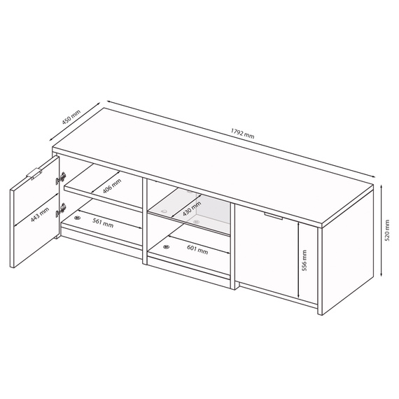 Szafka RTV biała wysoki połysk 179 cm Roma