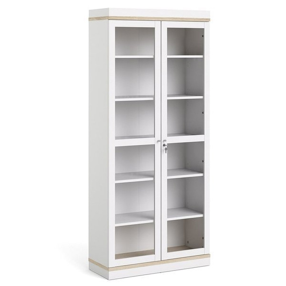 Witryna dwudrzwiowa czarna / orzech mat 89 x 200 cm Roomers