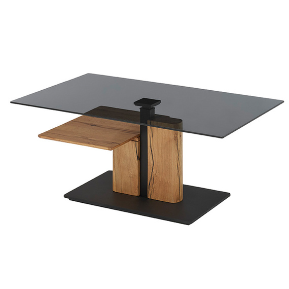 Stolik kawowy szklany szary / dąb olejowany 105 x 65 cm Selvo