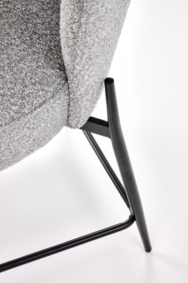 Hoker z oparciem tapicerowany szary / czarny H126