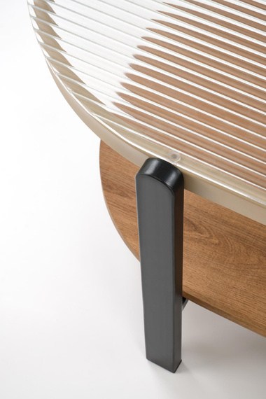 Ława szklana transparentna / naturalny / czarny mat 110 x 54 cm Kamala