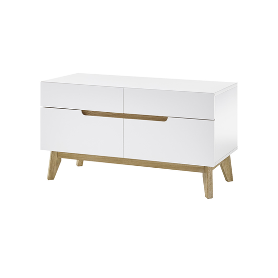 Szafka na buty z siedziskiem biała / dąb 97 cm Malmo