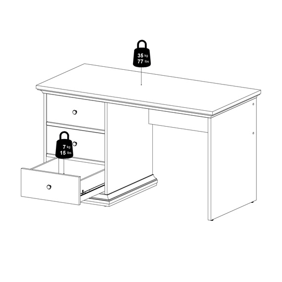 Biurko z szufladami szare mat 130 cm Paris