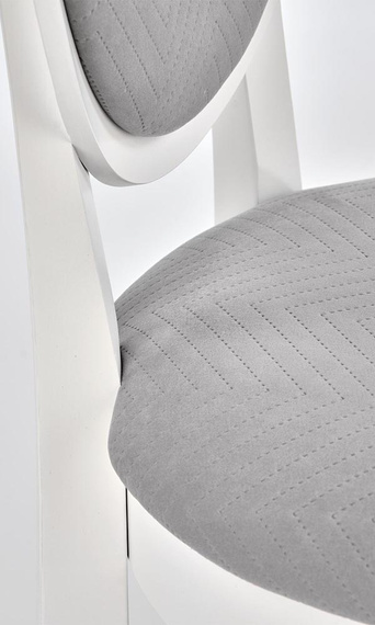 Krzesło tapicerowane Velo popielata, nóżki drewno lite bukowe białe