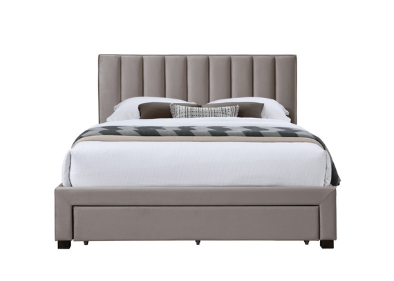 Łóżko tapicerowane z szufladą szare 160x200 cm Grace